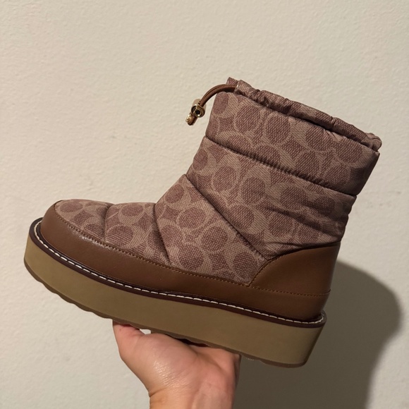 New🤎Coach Idella Boots in Brown Signature Nylon - Picture 7 of 10